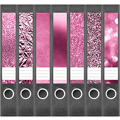 Etiketten für Ordner | Muster Mix Set 9 Rosa | 7 Aufkleber für schmale Ordnerrücken | Selbstklebende Design Ordneretiketten Rückenschilder von Einladungskarten Manufaktur Hamburg