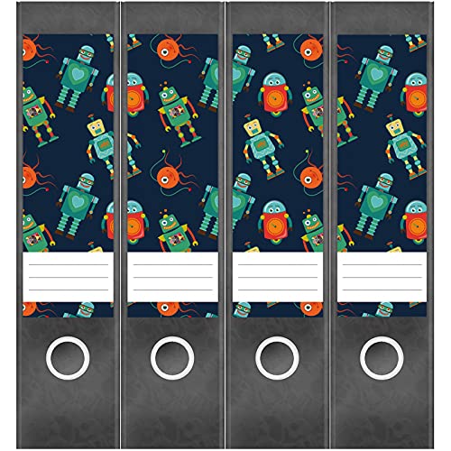 Etiketten für Ordner | Muster Roboter | 4 breite Aufkleber für Ordnerrücken | Selbstklebende Design Ordneretiketten Rückenschilder Etiketten für Ordner | Muster Roboter | 4 breite Aufkleber für Ordnerrücken | Selbstklebende Design Ordneretiketten Rückenschilder von Einladungskarten Manufaktur Hamburg