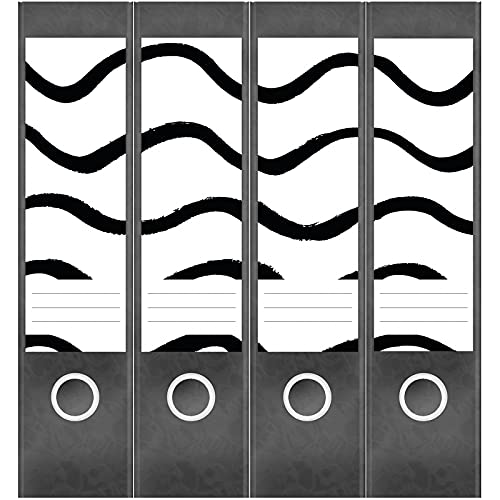 Etiketten für Ordner | Schwarz Weiss Muster 2 | 8 breite Aufkleber für Ordnerrücken | Selbstklebende Design Ordneretiketten Rückenschilder von Einladungskarten Manufaktur Hamburg