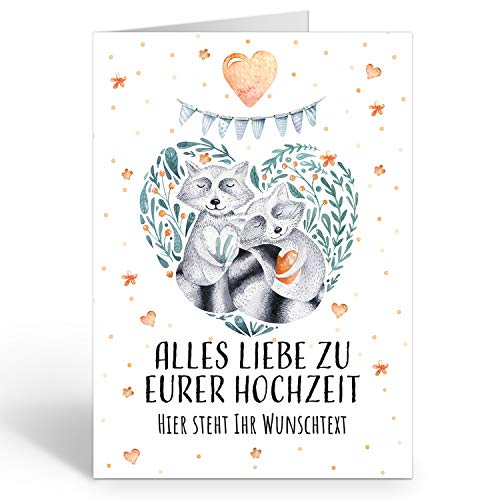 Große Glückwunschkarte zur Hochzeit XXL (A4) PERSONALISIERT - Aquarell mit Herz niedlich - mit Umschlag/Edle Design Klappkarte/Hochzeitskarte/Glückwunsch/Ehepaar/Extra groß für viele Unterschriften von Einladungskarten Manufaktur Hamburg