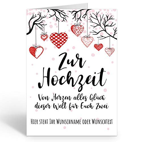 Große Glückwunschkarte zur Hochzeit XXL (A4) PERSONALISIERT - Herzen modern Vintage - mit Umschlag/Edle Design Klappkarte/Hochzeitskarte/Glückwunsch/Extra groß für viele Unterschriften/ von Einladungskarten Manufaktur Hamburg