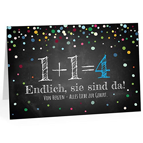 Große XXL Design Geburtskarte zur Geburt/Zwillinge/Klappkarte/mit Umschlag / A4 / 1 1=4/2 Jungen/Baby geboren/Grußkarte zur Gratulation Eltern von Einladungskarten Manufaktur Hamburg