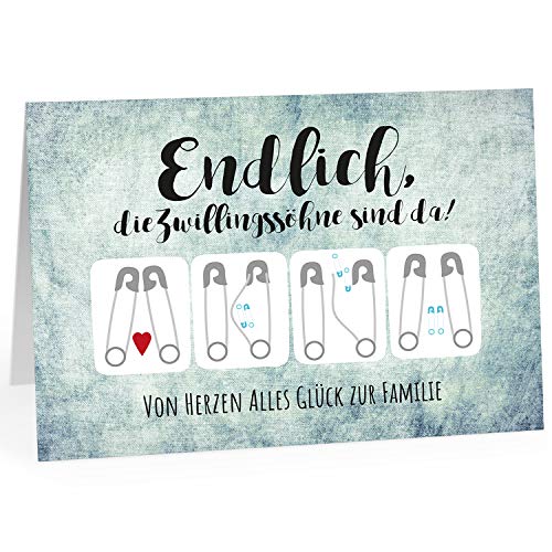 Große XXL Design Geburtskarte zur Geburt/Zwillinge/Klappkarte/mit Umschlag / A4 / Zwillings-Söhne Jungen/Baby geboren/Grußkarte zur Gratulation Eltern Große XXL Design Geburtskarte zur Geburt/Zwillinge/Klappkarte/mit Umschlag / A4 / Zwillings-Söhne Jungen/Baby geboren/Grußkarte zur Gratulation Eltern von Einladungskarten Manufaktur Hamburg
