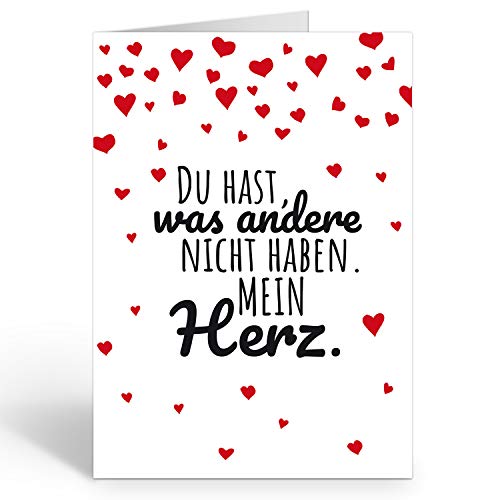 Große XXL Karte mit Umschlag (A4) /Motiv Du hast, was andere nicht haben - rote Herzen/Edle Design Klappkarte/Hochzeit/Liebe/Hochzeitstag/Valentinstag/Heiratsantrag/Edle Maxi-Karte von Einladungskarten Manufaktur Hamburg