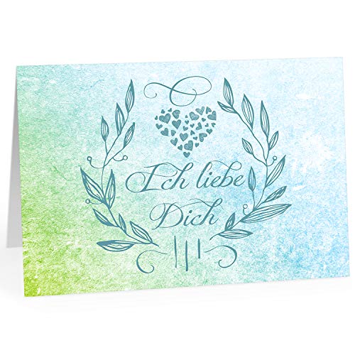 Große XXL Karte mit Umschlag (A4) /Motiv Ich liebe Dich Kranz Aquarell/Edle Design Klappkarte/Hochzeit/Liebe/Hochzeitstag/Valentinstag/Heiratsantrag/Edle Maxi-Karte von Einladungskarten Manufaktur Hamburg