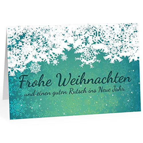 Große XXL Weihnachtskarte DIN A4 (Design Frohe Weihnachten Grün mit Schnee) mit Umschlag/Weihnachten/Klappkarte/Grußkarte/zum Geschenk/moderne Karte von Einladungskarten Manufaktur Hamburg