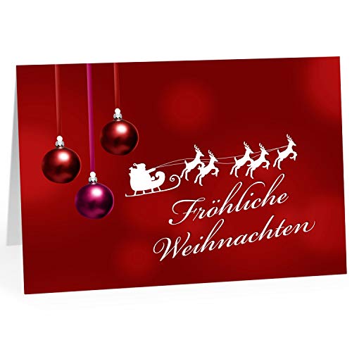 Große XXL Weihnachtskarte DIN A4 (Design Rote Karte - Fröhliche Weihnachten - schlicht) mit Umschlag/Weihnachten/Postkarte/Klappkarte/zum Geschenk/moderne Karte von Einladungskarten Manufaktur Hamburg