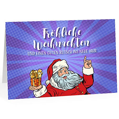 Große XXL Weihnachtskarte DIN A4 mit Umschlag - Weihnachtsmann Design Karte - Übergroße Klappkarte mit nettem Weihnachts Gruß zu Weihnachten von Einladungskarten Manufaktur Hamburg