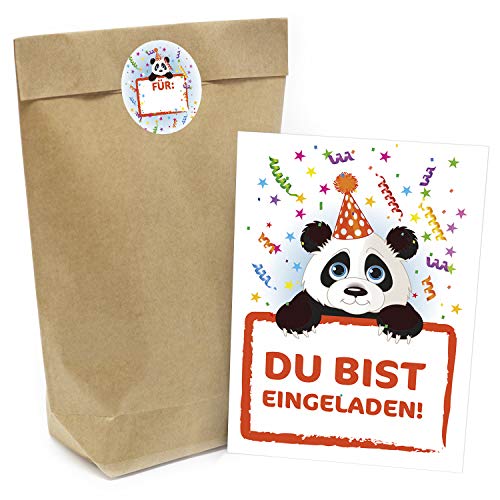 Kindergeburtstag EInladungskarten Set mit Aufklebern und Party-Tüten - Motiv Panda Kindergeburtstag EInladungskarten Set mit Aufklebern und Party-Tüten - Motiv Panda von Einladungskarten Manufaktur Hamburg