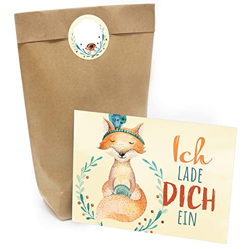 Kindergeburtstag Einladung Set mit je 8 Einladungskarten, Umschlägen, Tüten und Aufkleber - Fuchs Kindergeburtstag Einladung Set mit je 8 Einladungskarten, Umschlägen, Tüten und Aufkleber - Fuchs von Einladungskarten Manufaktur Hamburg