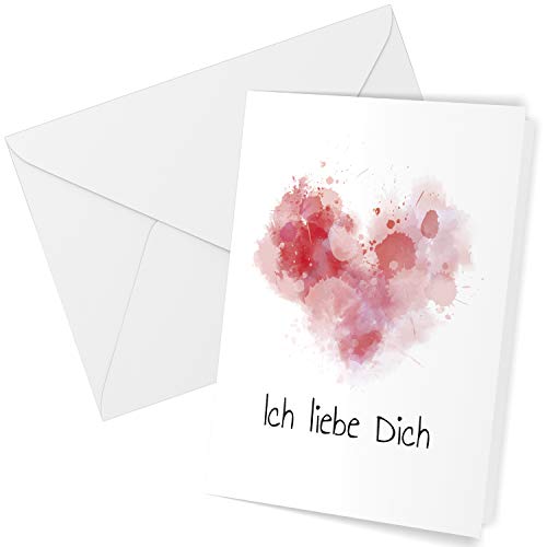 Klappkarte mit Umschlag HERZ Liebe Valentinstag Valentinskarte Grußkarte Ich liebe Dich Liebeskarte von Einladungskarten Manufaktur Hamburg