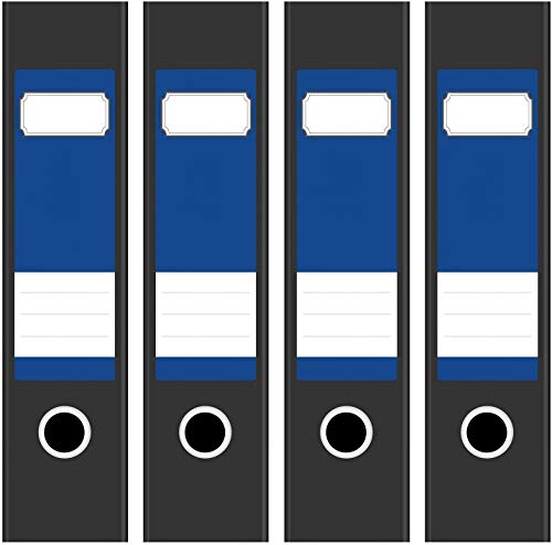 Ordneretiketten | 4 Aufkleber für breite Akten-Ordner | Farbe Kräftiges Blau | selbstklebende Design Akten-Etiketten | Deko Sticker für Rückenschilder Ordnerrücken | zum Beschreiben von Einladungskarten Manufaktur Hamburg