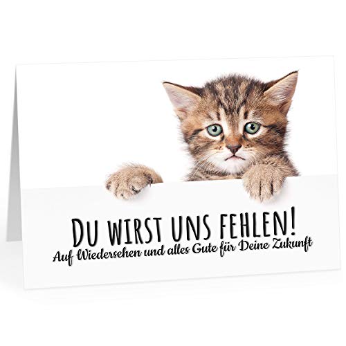 XXL Abschiedskarte (A4) | DU wirst uns hier fehlen | mit Umschlag | edle und hochwertige Klappkarte | Zum Abschied | Große Karte für Kollegen, Pension, Rente | Maxi Karte | Überformat von Einladungskarten Manufaktur Hamburg