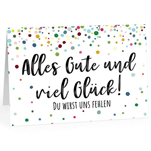 XXL Abschiedskarte (A4) | Konfetti bunt - DU wirst uns fehlen mit Umschlag | edle Klappkarte | Zum Abschied | Große Karte für Kollegen, Pension, Rente von Einladungskarten Manufaktur Hamburg