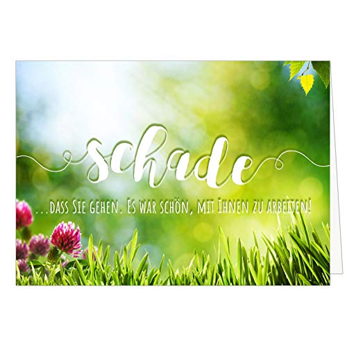 XXL Abschiedskarte (A4) | Schade - Blumenwiese (förmlich) | mit Umschlag | edle und hochwertige Klappkarte | Zum Abschied | Große Karte für Kollegen, Pension, Rente | Maxi Karte | Überformat von Einladungskarten Manufaktur Hamburg