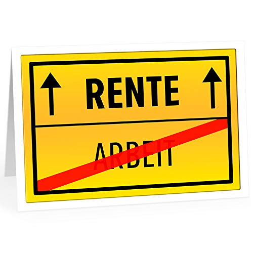 XXL Abschiedskarte (A4) | Verkehrsschild RENTE | mit Umschlag | edle und hochwertige Klappkarte | Große Ruhestandskarte, Pension, Rente | Maxi Karte | Überformat von Einladungskarten Manufaktur Hamburg