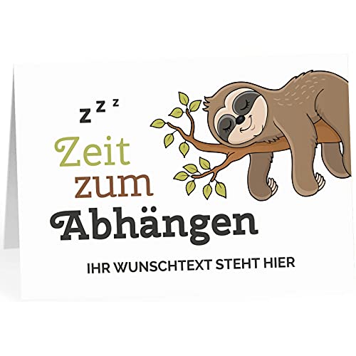 XXL Abschiedskarte PERSONALISIERT (A4) - Motiv Faultier - große Klappkarte für Kollegen mit Umschlag zur Rente Ruhestand Pension Kündigung von Einladungskarten Manufaktur Hamburg