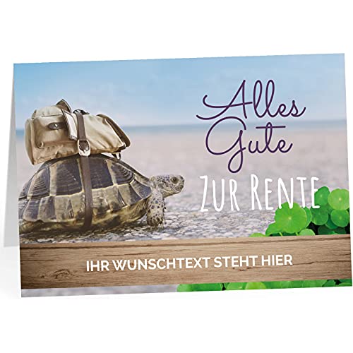 XXL Abschiedskarte PERSONALISIERT (A4) - Motiv Schildkröte - große Klappkarte für Kollegen mit Umschlag zur Rente Ruhestand Pension Kündigung von Einladungskarten Manufaktur Hamburg