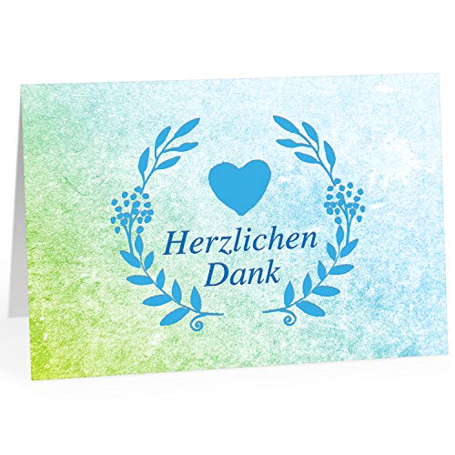 XXL Dankeskarte (A4) | Blaues Herz | mit Umschlag | edle und hochwertige Klappkarte | Als Dankeschön | Große Karte um Danke zu sagen | Maxi Danksagung | Karte | Überformat von Einladungskarten Manufaktur Hamburg