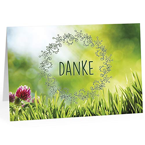 XXL Dankeskarte (A4) | Blumenwiese Grün modern | mit Umschlag | edle und hochwertige Klappkarte | Als Dankeschön | Große Karte um Danke zu sagen | Maxi Danksagung | Karte | Überformat von Einladungskarten Manufaktur Hamburg