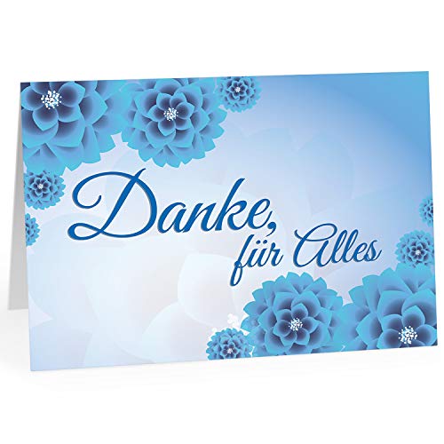 XXL Dankeskarte (A4) | Danke für Alles blau | mit Umschlag | edle und hochwertige Klappkarte | Als Dankeschön | Große Karte um Danke zu sagen | Maxi Danksagung | Karte | Überformat von Einladungskarten Manufaktur Hamburg