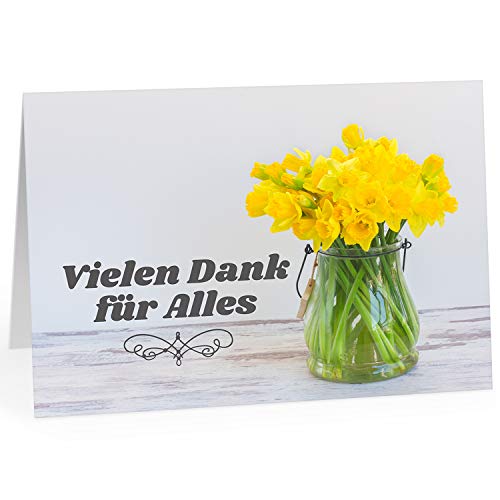 XXL Dankeskarte (A4) | Gelbe Blumen | mit Umschlag | edle und hochwertige Klappkarte | Als Dankeschön | Große Karte um Danke zu sagen | Maxi Danksagung | Karte | Überformat von Einladungskarten Manufaktur Hamburg