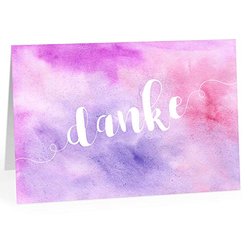 XXL Dankeskarte (A4) | Großes Danke Rosa Aquarell | mit Umschlag | edle und hochwertige Klappkarte | Als Dankeschön | Große Karte um Danke zu sagen | Maxi Danksagung | Karte | Überformat von Einladungskarten Manufaktur Hamburg