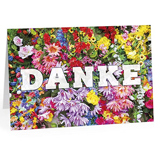 XXL Dankeskarte (A4) | Viele Blumen mit Foto | mit Umschlag | edle und hochwertige Klappkarte | Als Dankeschön | Große Karte um Danke zu sagen | Maxi Danksagung | Karte | Überformat von Einladungskarten Manufaktur Hamburg