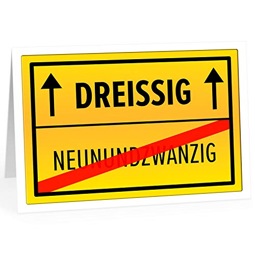 XXL Geburtstagskarte (A4) | Gelbes Verkehrs-Schild | mit Umschlag | Glückwunsch zum 30. Geburtstag | edle und hochwertige Klappkarte | Grußkarte | Maxikarte extra groß von Einladungskarten Manufaktur Hamburg