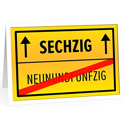 XXL Geburtstagskarte (A4) | Gelbes Verkehrs-Schild | mit Umschlag | Glückwunsch zum 60. Geburtstag | edle und hochwertige Klappkarte | Grußkarte | Maxikarte extra groß von Einladungskarten Manufaktur Hamburg