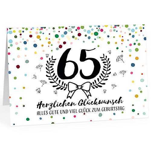 XXL Geburtstagskarte (A4) | Moderner Look 65 | mit Umschlag | Glückwunsch zum 65. Geburtstag | edle und hochwertige Klappkarte | Grußkarte | Maxikarte extra groß von Einladungskarten Manufaktur Hamburg
