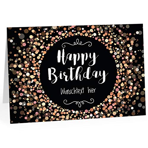 XXL Geburtstagskarte (A4) | PERSONALISIERT | Happy Birthday Konfetti modern | mit Umschlag | Glückwunsch zum Geburtstag | Klappkarte mit Ihrem Wunsch-Text | personalisierte Grußkarte von Einladungskarten Manufaktur Hamburg