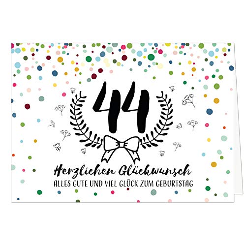 XXL Geburtstagskarte (A4) | Schnaps-Zahl | mit Umschlag | Glückwunsch zum 44. Geburtstag | edle und hochwertige Klappkarte | Grußkarte | Maxikarte extra groß von Einladungskarten Manufaktur Hamburg