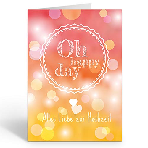 XXL Glückwunschkarte (A4) | zur Hochzeit | mit Umschlag | Oh Happy Day | edle und hochwertige Klappkarte | Große Design Karte zum Verschenken | Maxi Karte Überformat von Einladungskarten Manufaktur Hamburg