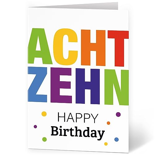 XXL Glückwunschkarte zum 18. Geburtstag (A4) ACHT ZEHN - hochwertige Klappkarte | Große Design Maxi Karte Grußkarte Volljährig Geburtstagskarte mit Umschlag von Einladungskarten Manufaktur Hamburg