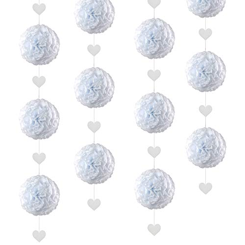 EinsSein 1 x Pompons 3er Girlande Herz Anhänger Medium weiß DM 25cm Pompoms Hochzeit Dekokugel EinsSein 1 x Pompons 3er Girlande Herz Anhänger Medium weiß DM 25cm Pompoms Hochzeit Dekokugel von EinsSein