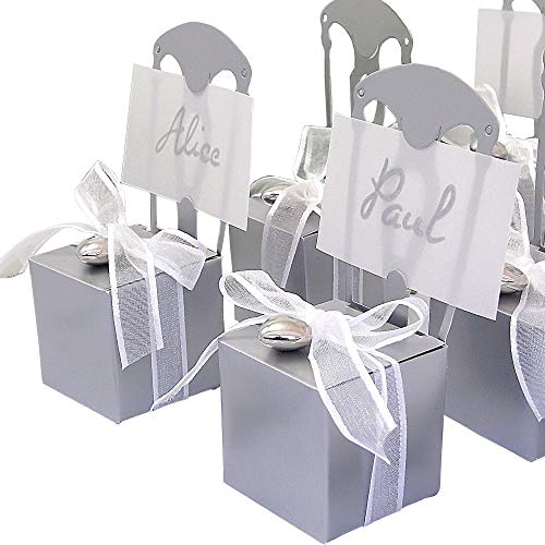 EinsSein 12x Kartonagen Gastgeschenke Hochzeit Tischkartenhalter Stuhl Silber mit Namenskärtchen Hochzeitsmandeln Kartonage Geschenkboxen Geschenkbox Taufe Taufmandeln Tischkarten Candybar EinsSein 12x Kartonagen Gastgeschenke Hochzeit Tischkartenhalter Stuhl Silber mit Namenskärtchen Hochzeitsmandeln Kartonage Geschenkboxen Geschenkbox Taufe Taufmandeln Tischkarten Candybar von EinsSein