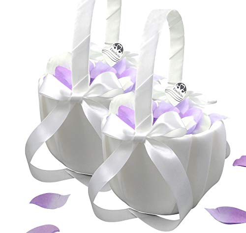 EinsSein 2X Streukörbchen Julia 16x24x17 Weiss Blumenkorb Blumenmädchen Streukorb Korb Körbchen Blumenkörbe Blumenkinder Blumen Streukorb Streuen von EinsSein