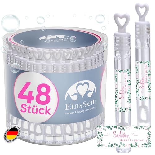 EinsSein 48 Seifenblasen Hochzeit Herzgläschen Schön, DASS Du da bist rosa-grün Set mit Aufkleber Set Weiss Gastgeschenke für die Hochzeit, Taufe - seifenblasen mit Freudentränen kombinieren - viele EinsSein 48 Seifenblasen Hochzeit Herzgläschen Schön, DASS Du da bist rosa-grün Set mit Aufkleber Set Weiss Gastgeschenke für die Hochzeit, Taufe - seifenblasen mit Freudentränen kombinieren - viele von EinsSein