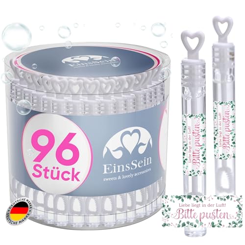 EinsSein 96x Seifenblasen Hochzeit Herzgläschen Liebe liegt in der Luft - Bitte pusten rosa-grün Set Weiss Aufkleber Set Weiss Gastgeschenke für die Hochzeit, Taufe - Hochzeitsseifenblasen mit EinsSein 96x Seifenblasen Hochzeit Herzgläschen Liebe liegt in der Luft - Bitte pusten rosa-grün Set Weiss Aufkleber Set Weiss Gastgeschenke für die Hochzeit, Taufe - Hochzeitsseifenblasen mit von EinsSein