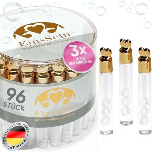 EinsSein 96x Seifenblasen Hochzeit Lovegläschen Set Gold high Gloss | Gastgeschenke für die goldene Hochzeit Taufe Geburtstag Valentinstag Verlobung Party| Hochzeitsseifenblasen mit Freudentränen EinsSein 96x Seifenblasen Hochzeit Lovegläschen Set Gold high Gloss | Gastgeschenke für die goldene Hochzeit Taufe Geburtstag Valentinstag Verlobung Party| Hochzeitsseifenblasen mit Freudentränen von EinsSein