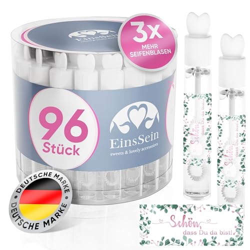 EinsSein Herz-Seifenblasen 96 STK. | Lovegläschen mit Aufkleber „Schön, DASS Du da bist“ rosa-grün | Gastgeschenke & Deko für Hochzeit, Standesamt, Kirche & Taufe EinsSein Herz-Seifenblasen 96 STK. | Lovegläschen mit Aufkleber „Schön, DASS Du da bist“ rosa-grün | Gastgeschenke & Deko für Hochzeit, Standesamt, Kirche & Taufe von EinsSein