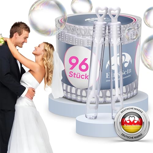 EinsSein Seifenblasen Hochzeit Herzgläschen Box 96 Weiss Herzgriff | Keine Flecken auf Kleindung | Gastgeschenke für Hochzeit Taufe Geburtstag Verlobung | Mini Hochzeitsseifenblasen Hochzeitsdeko EinsSein Seifenblasen Hochzeit Herzgläschen Box 96 Weiss Herzgriff | Keine Flecken auf Kleindung | Gastgeschenke für Hochzeit Taufe Geburtstag Verlobung | Mini Hochzeitsseifenblasen Hochzeitsdeko von EinsSein