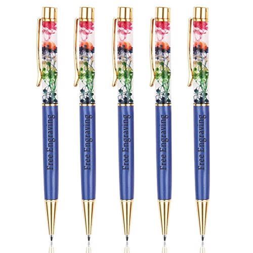 5 Personalisierte Kugelschreiber mit Gravur | Geschenke Personalisiert | mit Gravur Namen & Text | Tolles Geschenk für Damen, Hochzeiten, Brautjungfern und Schwestern (Blau) von EinzigGeschenk