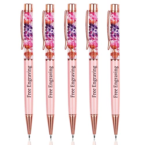 5 Personalisierte Kugelschreiber mit Gravur | Geschenke Personalisiert | mit Gravur Namen & Text | Tolles Geschenk für Damen, Hochzeiten, Brautjungfern und Schwestern (Rosarot) von EinzigGeschenk