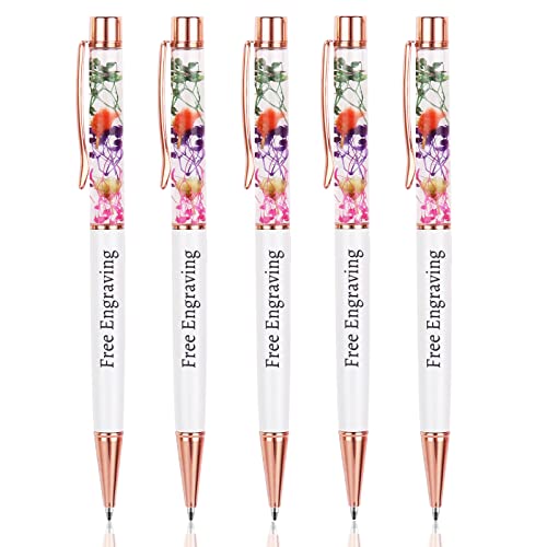 5 Personalisierte Kugelschreiber mit Gravur | Geschenke Personalisiert | mit Gravur Namen & Text | Tolles Geschenk für Damen, Hochzeiten, Brautjungfern und Schwestern (Weiß) von EinzigGeschenk