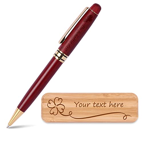 EinzigGeschenk Personalisiertes Holz Kugelschreiber Set mit Gravur | Geschenk für Lehrer, Abschluss oder Mitarbeiter | Einseitige Gravur auf Stift und Holzkasten (Style 2) von EinzigGeschenk