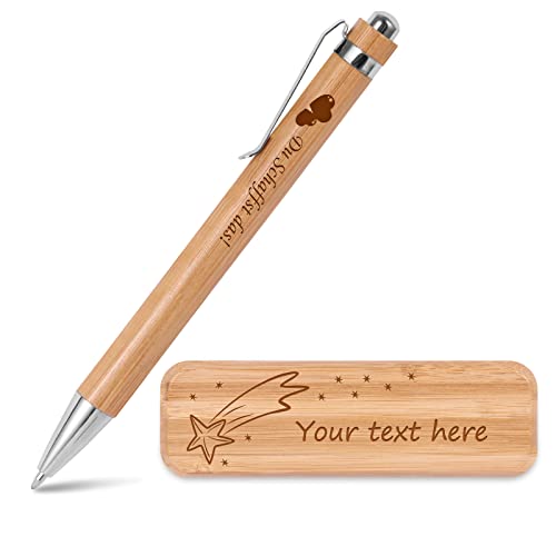 EinzigGeschenk Personalisiertes Holz Kugelschreiber Set mit Gravur | Geschenk für Lehrer, Abschluss oder Mitarbeiter | Einseitige Gravur auf Stift und Holzkasten (Style 3) von EinzigGeschenk