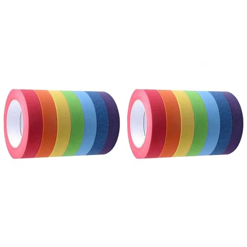 Eioeeklop 14X Farbiges Abdeckband, Farbiges Malerband für Kunst und, Zeichenband, Bastelband, Papierband, Buntes Klebeband, A von Eioeeklop