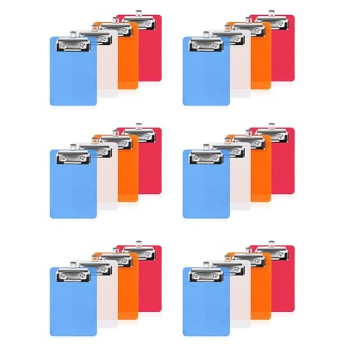 Eioeeklop 4 X 6 Mini-Klemmbrett, 24 Kleine Klemmbretter, Klemmbrett, Notizblöcke, Klemmbrett, Memo-Größe, Kunststoff-Klemmbrett von Eioeeklop